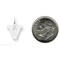 14K White Gold Small Block Intial Letter V Charm Jewerly 18mm x 10mm